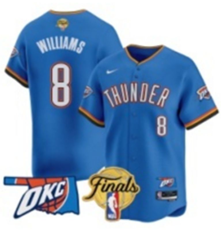 Men 2025 Oklahoma City Thunder #8 Williams Blue Nike Joint Name NBA Jersey style 41->->NBA Jersey